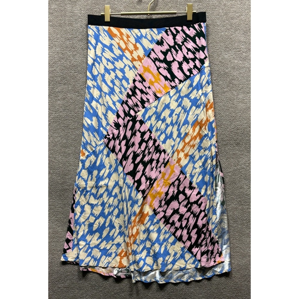 Corey Lynn Calter Multicolor Leopard Print Midi Skirt Bohmeian Side Slit Medium